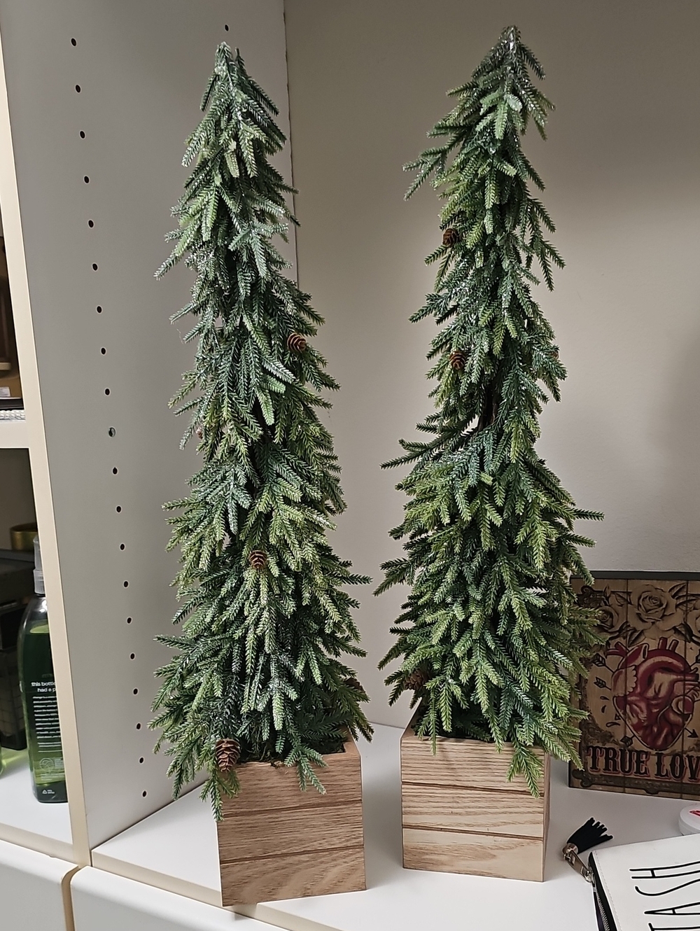 23 "H Brand New Artificial Pine Topiary Glitter Trees 2- Home Holiday